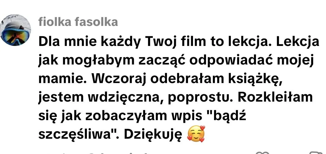Komentarz czytelniczki o nauce odpowiadania mamie i odebranej książce
