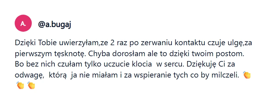 Komentarz: dzięki postom dorosłam, dziękuję za odwagę